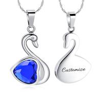 AIWENXI Cigno cremazione gioielli per cenere cuore pietra portafortuna ceneri collane per uomini donne in acciaio inox commemorativo cenere pendente ricordi collane, Acciaio inossidabile