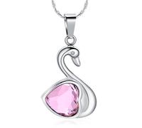 AIWENXI Cigno cremazione gioielli per cenere cuore pietra portafortuna ceneri collane per uomini donne in acciaio inox commemorativo cenere pendente ricordi collane, Acciaio inossidabile