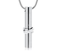 AIWENXI Cilindro Bar Memoriale Cenere Ciondolo per Uomini Donne Urna Anello Collane per Cenere in Acciaio Inox Memoriale Memoriale per gli Amati Ciondolo per sempre, Acciaio inossidabile