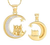 AIWENXI Ciondolo a forma di luna di cenere per uomini donne amore gatto memoriale centrogenazione gioielli in acciaio inox per animali domestici ricordi collane, Acciaio inossidabile