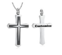 AIWENXI Collana a forma di urna a croce per cenere, gioiello commemorativo di cristallo cremazione, in acciaio inox, per uomini e donne, Acciaio inossidabile