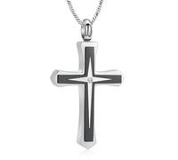 AIWENXI Collana a forma di urna a croce per cenere, gioiello commemorativo di cristallo cremazione, in acciaio inox, per uomini e donne, Acciaio inossidabile