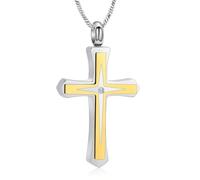 AIWENXI Collana a forma di urna a croce per cenere, gioiello commemorativo di cristallo cremazione, in acciaio inox, per uomini e donne, Acciaio inossidabile