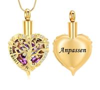 AIWENXI Collana Albero della Vita per Cremazione, Gioiello per Asche, Forma Cuore, Collane per Asche per Uomini Donne, Amore, Un Ricordo, Regali, Urna commemorativa, Ciondolo per Asche, Gioielli - Io