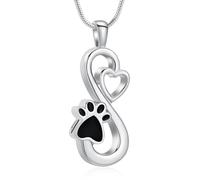 AIWENXI Collana con ciondolo a forma di zampa di cenere, in acciaio inox, per animali domestici, per la cremazione, ricordi, urna per animali domestici, per uomini e donne, Acciaio inossidabile