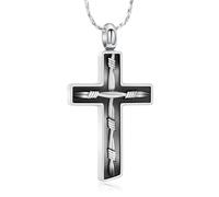AIWENXI Collana con urna a croce per donne e uomini, in acciaio inox con cenere, ciondolo commemorativo per animali domestici/ricordi, Acciaio inossidabile