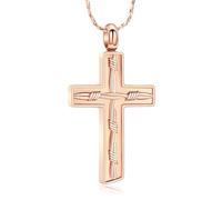 AIWENXI Collana con urna a croce per donne e uomini, in acciaio inox con cenere, ciondolo commemorativo per animali domestici/ricordi, Acciaio inossidabile