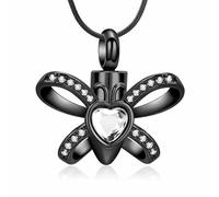 AIWENXI Collana con urna a farfalla per cenere di cristallo cuore cremazione gioielli in acciaio inox per animali domestici cremazione ciondolo commemorativo gioielli per uomini e donne, Acciaio
