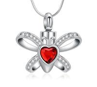 AIWENXI Collana con urna a farfalla per cenere di cristallo cuore cremazione gioielli in acciaio inox per animali domestici cremazione ciondolo commemorativo gioielli per uomini e donne, Acciaio