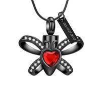 AIWENXI Collana con urna a farfalla per cenere di cristallo cuore cremazione gioielli in acciaio inox per animali domestici cremazione ciondolo commemorativo gioielli per uomini e donne, Acciaio