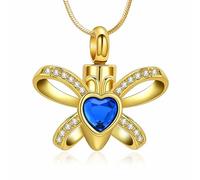 AIWENXI Collana con urna a farfalla per cenere di cristallo cuore cremazione gioielli in acciaio inox per animali domestici cremazione ciondolo commemorativo gioielli per uomini e donne, Acciaio