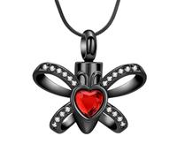 AIWENXI Collana con urna a farfalla per cenere di cristallo cuore cremazione gioielli in acciaio inox per animali domestici cremazione ciondolo commemorativo gioielli per uomini e donne, Acciaio