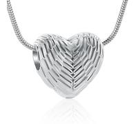 AIWENXI Collana con urna a forma di cuore per cenere, ali di cremazione, monumento, mini urna, in acciaio inox, per animali domestici/ceneri ricordi, collane per uomini e donne, Acciaio inossidabile