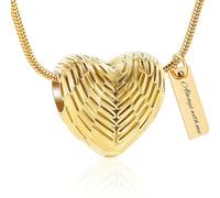AIWENXI Collana con urna a forma di cuore per cenere, ali di cremazione, monumento, mini urna, in acciaio inox, per animali domestici/ceneri ricordi, collane per uomini e donne, Acciaio inossidabile