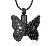 AIWENXI Collana con urna farfalla per uomini e donne Abalone Shell cremazione gioielli in acciaio inox commemorativo cenere ciondolo per animali domestici ricordi collane, Acciaio inossidabile