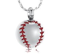 AIWENXI Collane a urna da baseball per cremazione di ceneri gioielli da baseball croce urna collane pendenti portacenere umano ciondolo gioielli sport amanti cimeli collane, Acciaio inossidabile