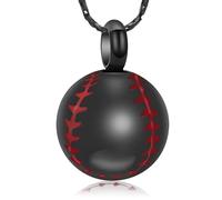 AIWENXI Collane a urna da baseball per cremazione di ceneri gioielli da baseball croce urna collane pendenti portacenere umano ciondolo gioielli sport amanti cimeli collane, Acciaio inossidabile