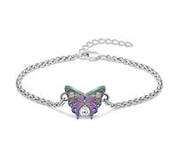AIWENXI Cremazione gioielli farfalla urna bracciale per cenere per uomini donne in acciaio inox cuore pietra portafortuna cremazione monumento ricordi urna bracciale medaglione, 1.57, Senza Gemstone