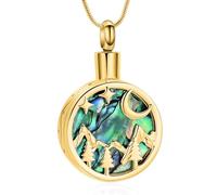 AIWENXI Cremazione gioielli urna collane per cenere, stella lunare, cenere, ciondolo commemorativo in acciaio inox, per uomini e donne, Acciaio inossidabile