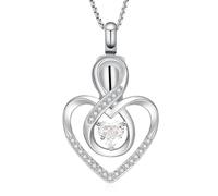 AIWENXI Cristallo cuore cremazione gioielli per cenere infinito urna collane per uomini donne in acciaio inox commemorativo cenere pendente gioielli animali domestici ricordi collane, Acciaio