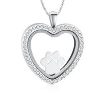 AIWENXI Cristallo cuore cremazione gioielli urna collane per ceneri cane zampe memoriale ciondolo cenere ciondolo in acciaio inox per animali domestici ricordi gioielli per uomini e donne, Acciaio