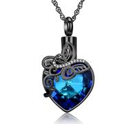 AIWENXI Cristallo cuore urna collane per uomini donne farfalla cremazione gioielli in acciaio inox cenere ciondolo commemorativo amante ricordi gioielli, Acciaio inossidabile