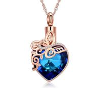 AIWENXI Cristallo cuore urna collane per uomini donne farfalla cremazione gioielli in acciaio inox cenere ciondolo commemorativo amante ricordi gioielli, Acciaio inossidabile