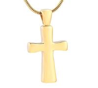 AIWENXI Croce Centrata Gioielli Urna Collane per Cenere Acciaio Inox Croce Memoriale Cenere Ciondolo Collane Memoriali per Uomini Donne, Acciaio inossidabile