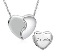 AIWENXI Cuore cremazione gioielli loop urna collane per cenere in acciaio inox cristallo piccolo cuore cenere ciondolo cenere cimeli commemorativi collane per uomini e donne, Acciaio inossidabile