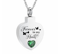 AIWENXI Cuore cremazione gioielli per cenere per amante pietra portafortuna Urna Collane per uomini donne in acciaio inox commemorativo cenere pendente ricordi collane regali, Acciaio inossidabile