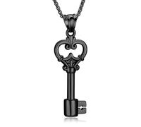 AIWENXI Forma chiave Urna Collane per uomini donne fiore cremazione monumento cenere pendente in acciaio inox Pet promemoria collane per portacenere gioielli, Acciaio inossidabile