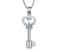AIWENXI Forma chiave Urna Collane per uomini donne fiore cremazione monumento cenere pendente in acciaio inox Pet promemoria collane per portacenere gioielli, Acciaio inossidabile