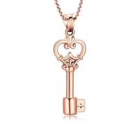 AIWENXI Forma chiave Urna Collane per uomini donne fiore cremazione monumento cenere pendente in acciaio inox Pet promemoria collane per portacenere gioielli, Acciaio inossidabile