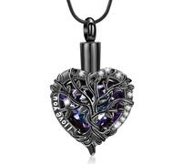AIWENXI Gioielli per cremazione dell'albero della vita, per cenere, a forma di cuore, per uomini, donne, amore, un souvenir, cenere, ciondolo a forma di cenere, gioielli - I love you, Acciaio