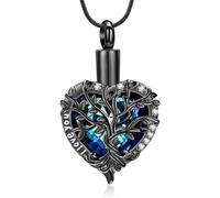 AIWENXI Gioielli per cremazione dell'albero della vita, per cenere, a forma di cuore, per uomini, donne, amore, un souvenir, cenere, ciondolo a forma di cenere, gioielli - I love you, Acciaio
