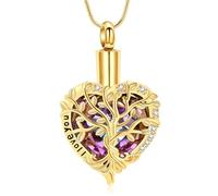 AIWENXI Gioielli per cremazione dell'albero della vita, per cenere, a forma di cuore, per uomini, donne, amore, un souvenir, cenere, ciondolo a forma di cenere, gioielli - I love you, Acciaio