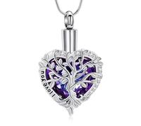 AIWENXI Gioielli per cremazione dell'albero della vita, per cenere, a forma di cuore, per uomini, donne, amore, un souvenir, cenere, ciondolo a forma di cenere, gioielli - I love you, Acciaio