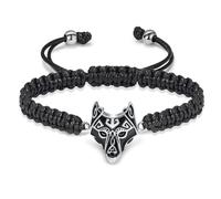 AIWENXI Gioiello per cremazione, bracciale con urna di lupo per cenere, per uomo e donna, anello commemorativo, regolabile, intrecciato, Acciaio inossidabile