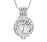 AIWENXI Gioiello per cremazione dell'albero della vita, per ciondolo a forma di cenere, con mini urna, memoriale, umano, animale domestico, Acciaio inossidabile