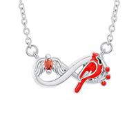 AIWENXI Infinito Urna Collane per donne uomini cardinale nordico cremazione gioielli per ceneri cristallo angelo ali commemorativo ciondolo cenere ricordi animali domestici gioielli, Acciaio