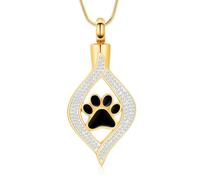 AIWENXI Lacrime di cremazione gioielli zampe stampa urna collana per animali domestici cenere gioielli commemorativi in acciaio inox ciondolo per donne uomini, Acciaio inossidabile