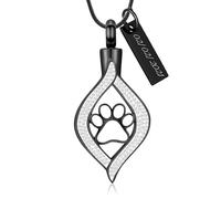 AIWENXI Lacrime di cremazione gioielli zampe stampa urna collana per animali domestici cenere gioielli commemorativi in acciaio inox ciondolo per donne uomini, Acciaio inossidabile