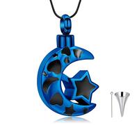 AIWENXI Luna cremazione gioielli stella urna collane per cenere in acciaio inox cuore memoria cenere pendente cenere collane per uomini donne, Acciaio inossidabile