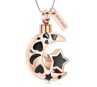 AIWENXI Luna cremazione gioielli stella urna collane per cenere in acciaio inox cuore memoria cenere pendente cenere collane per uomini donne, Acciaio inossidabile