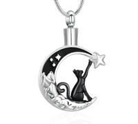AIWENXI Luna Gatto Urna Collane per Le Donne Stella Cremazione Collane per Animali Domestici/Cenere Titolare Gioielli In Acciaio Inox Memoriale Memoriale Ricerca Gioielli, Acciaio inossidabile