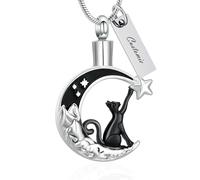 AIWENXI Luna Gatto Urna Collane per Le Donne Stella Cremazione Collane per Animali Domestici/Cenere Titolare Gioielli In Acciaio Inox Memoriale Memoriale Ricerca Gioielli, Acciaio inossidabile