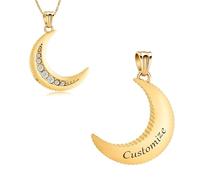 AIWENXI Luna Urna Collane per Ceneri Cristalli Crescent Moon Memorial Gioielli Cremazione Ciondolo Ricordi per Donne, Acciaio inossidabile