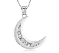 AIWENXI Luna Urna Collane per Ceneri Cristalli Crescent Moon Memorial Gioielli Cremazione Ciondolo Ricordi per Donne, Acciaio inossidabile