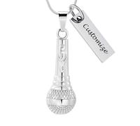 AIWENXI Microfono Cenere Collane per Uomini Donne Musica Microfono Cremazione Gioielli per Ceneri Memoriali Musica Amanti Memoriali Urne Collane Pendenti Gioielli, Acciaio inossidabile