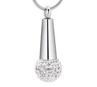 AIWENXI Microfono cremazione gioielli musica microfono urna collane per uomini in acciaio inox amanti della musica cremazione monumento ciondolo souvenir gioielli, Acciaio inossidabile